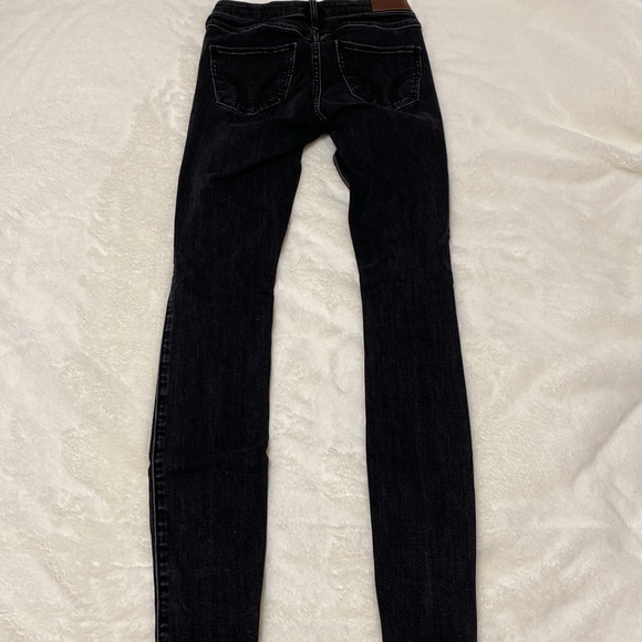 Hollister Black Washed Ribbed Denim Skinny Jeans Mid Rise Size 24 or 0 - Picture 6 of 7